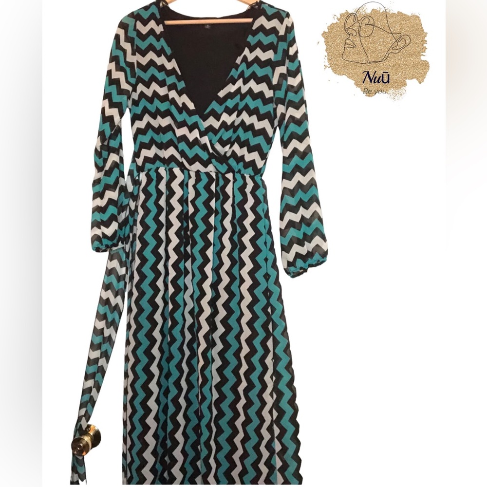 Teal, Black, and white Maxi Dress by Expresso